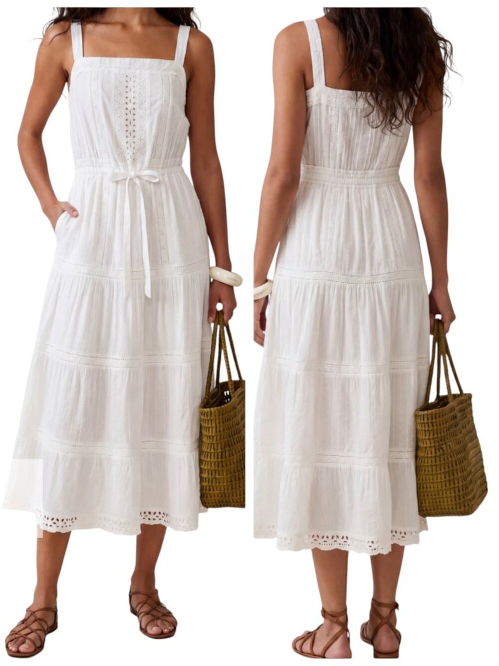 Sorella Camellia White Cotton Midi Dress XL NWT Eyelet Cottagecore
